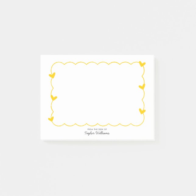 Post-it® Simple Mustard Wavy Border Heart Stationery (Devant)