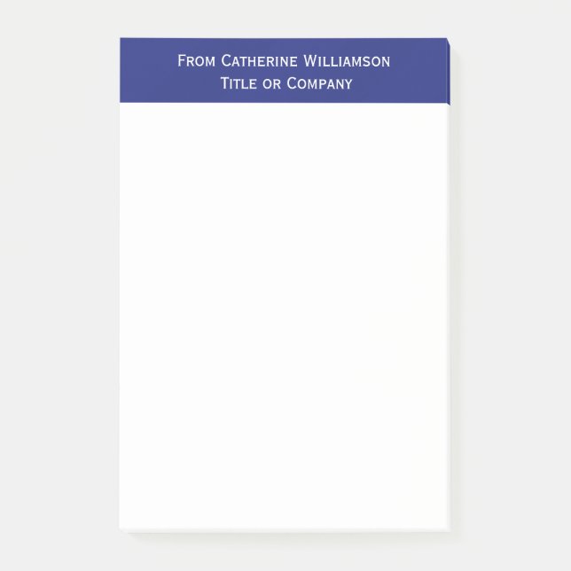 Post-it® Simple Plain Blue Border Personalized Name Company (Devant)