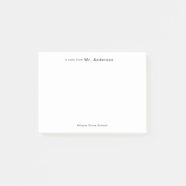 Post-it® Simple Professionnel 'une note de' Enseignants (Devant)