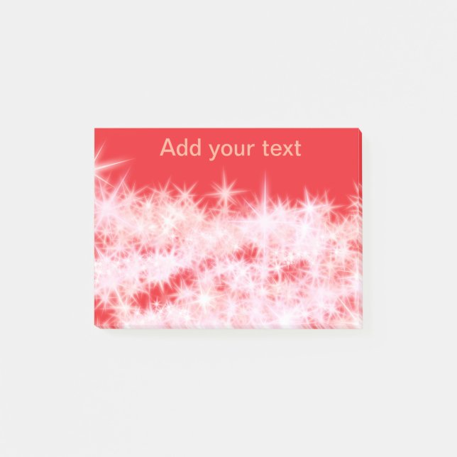 Post-it® Simple rouge rose brillant étoiles ajouter votre t (Devant)