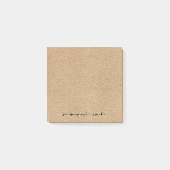 Post-it® Simple Script Papier Kraft Rustique Votre Message (Devant)