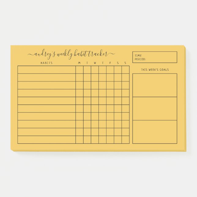 Post-it® Simple Suivi Hebdomadaire des Habitudes Jaune Gras (Devant)