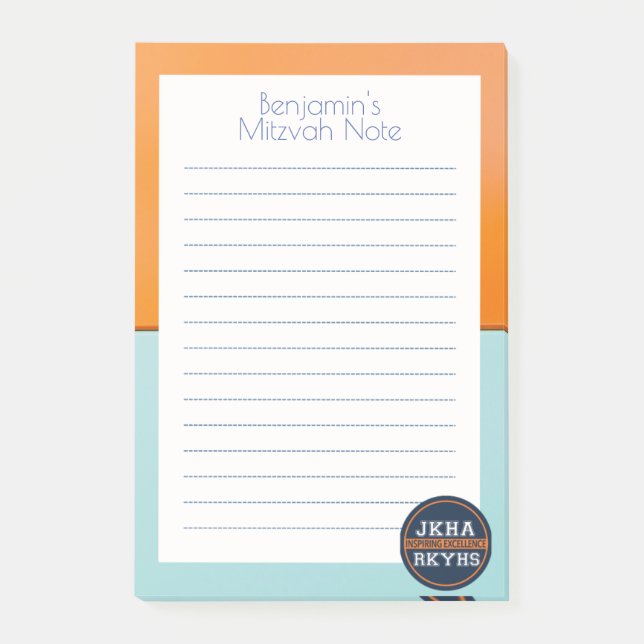 Post-it® Simple Turquoise/Orange Mitzvot (Devant)