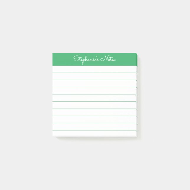 Post-it® Simplement Élégant Vert Personnalisé Ligné (Devant)