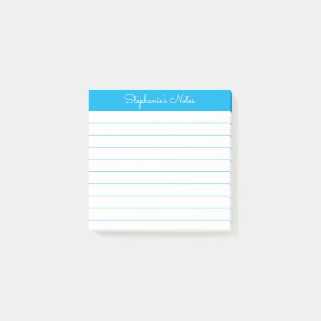 Post-it® Simplement Moderne Bleu Ciel Personnalisé Ligné (Devant)