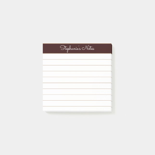 Post-it® Simply Modern Chocolate Brown Personalized Lined (Devant)