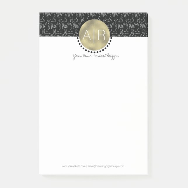 Post-it® Simuler un monogramme tribal moderne en aluminium (Devant)