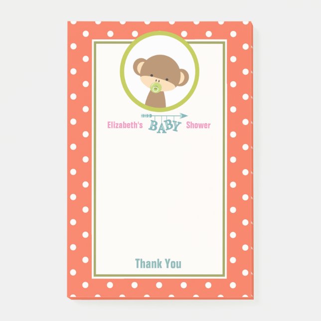 Post-it® Singe de bébé mignonne avec une Pacificateur en Po (Devant)