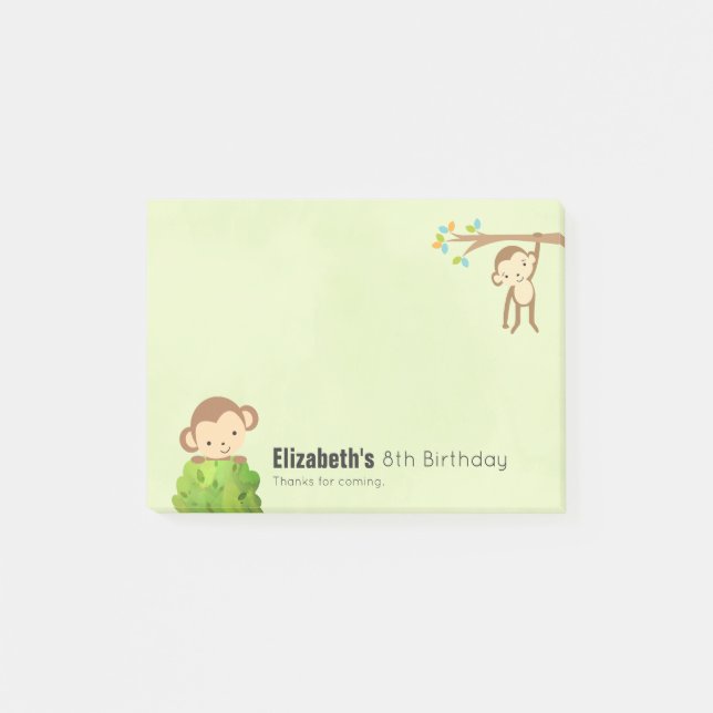 Post-it® Singes Jouant et mignon anniversaire Merci (Devant)