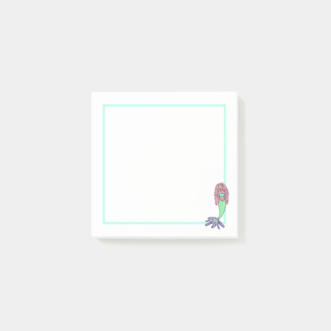 Post-it® sirène arc-en-ciel rose bleu violet vert noir bouc (Devant)