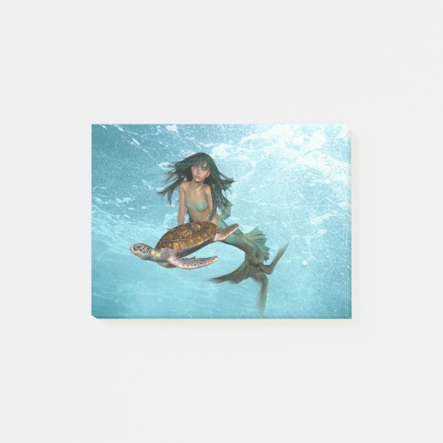 Post-it® Sirène avec la tortue de mer (Devant)