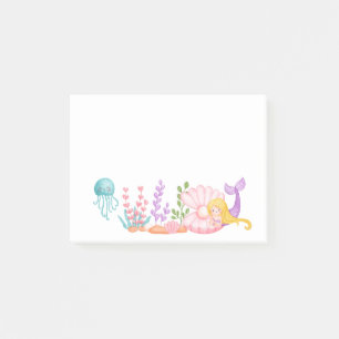 Post-it® Sirène et méduse sous l'aquarelle marine