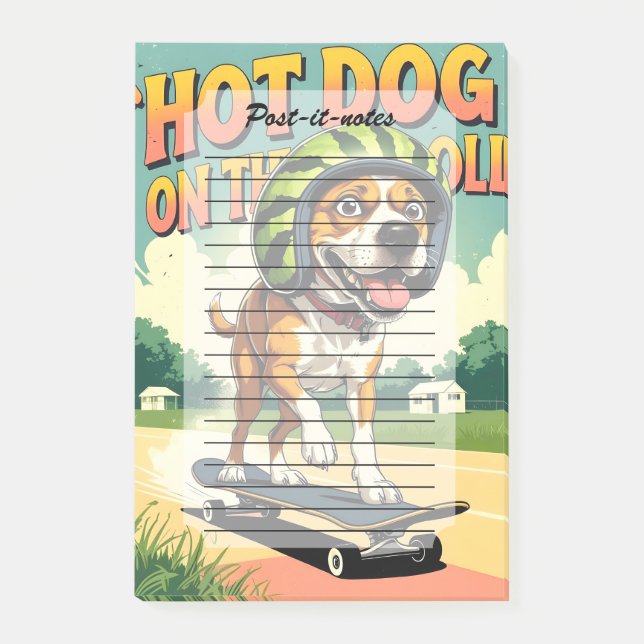 Post-it® Skateboarding Dog Summer Funny Retro Beach  (Devant)
