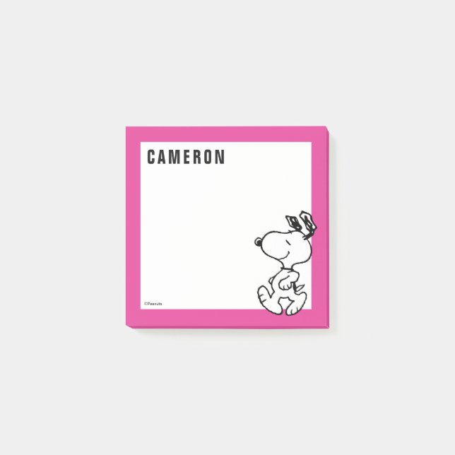 Post-it® Snoopy Black & Magenta | Ajoutez votre nom (Devant)