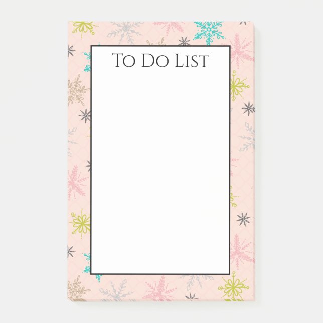 Post-it® Snowflakes Rose Lime Turquoise Green To Do List (Devant)