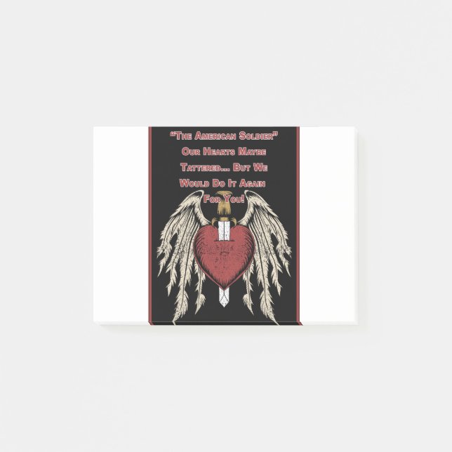 Post-it® Soldat Américain Poignant Coeurs Tattrés (Devant)