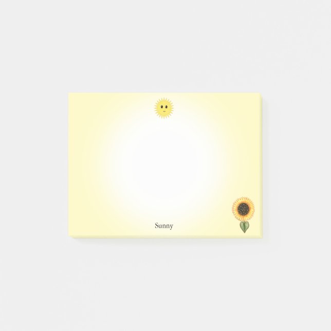Post-it® Soleil et tournesol mignons et heureux sur fond ja (Devant)