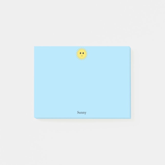 Post-it® Soleil heureux mignon sur fond bleu clair (Devant)