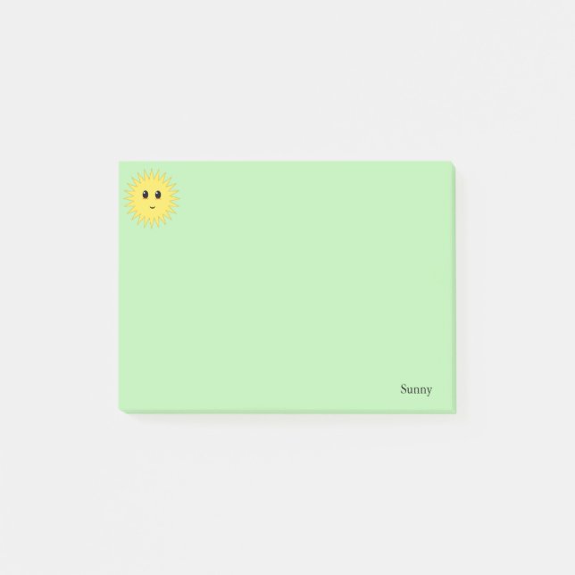 Post-it® Soleil heureux mignon sur fond vert clair (Devant)