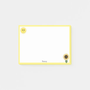 Post-it® Soleil heureux mignon, Tournesol et cadre jaune