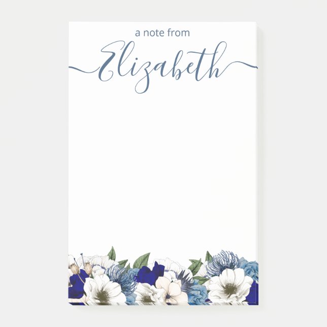 Post-it® Sophistiqué Floral Custom Navy Dusty Blue (Devant)