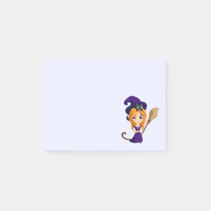 Post-it® Sorcière mignonne en Casquette violet Halloween