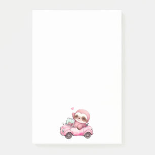 Post-it® Sourire rose Sloth conduisant une convertible