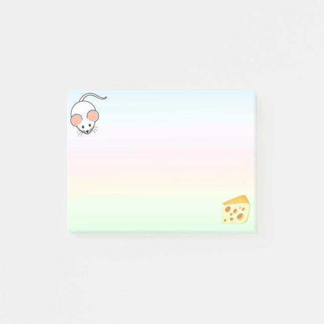 Post-it® Souris et fromage blancs mignons aux couleurs past (Devant)