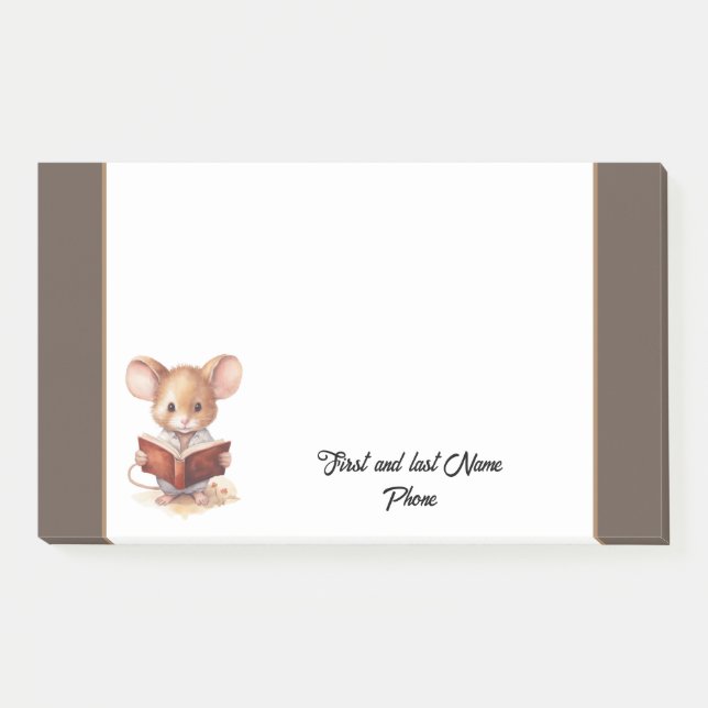 Post-it® Souris mignonne avec livre (Devant)