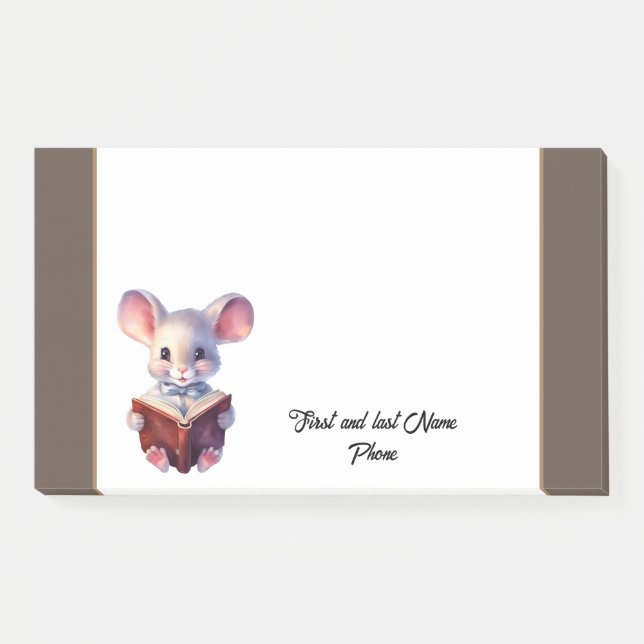 Post-it® Souris mignonne avec livre (Devant)