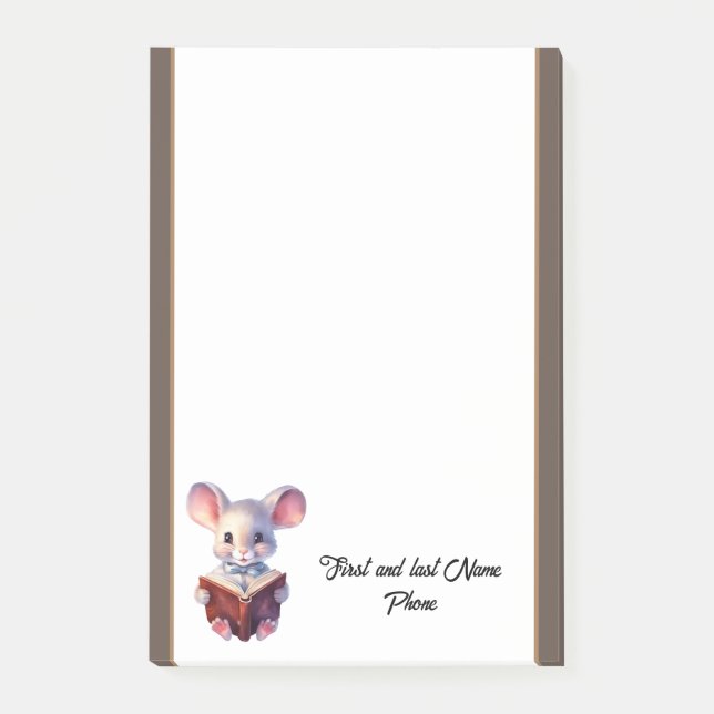 Post-it® Souris mignonne avec livre (Devant)