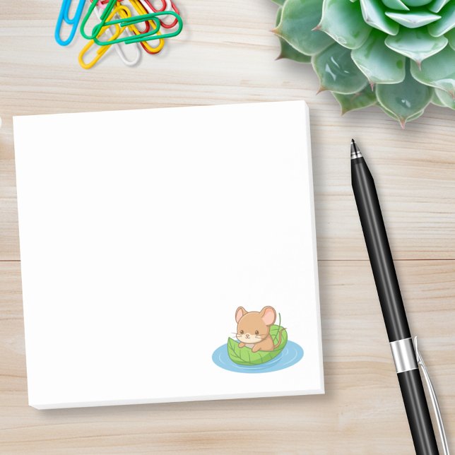 Post-it® Souris mignonne dans un bateau en feuille (Créateur téléchargé)