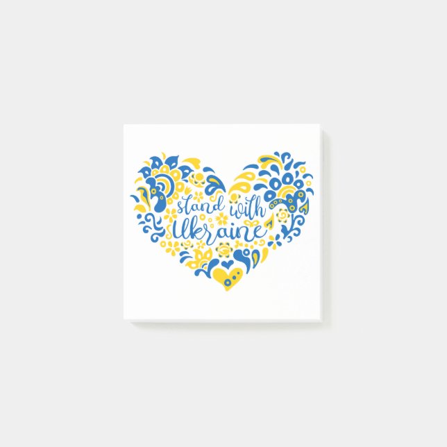 Post-it® Soyez avec l'Ukraine lettrage et coeur (Devant)