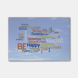 Post-it® Soyez heureux que nuage de mot en ciel bleu