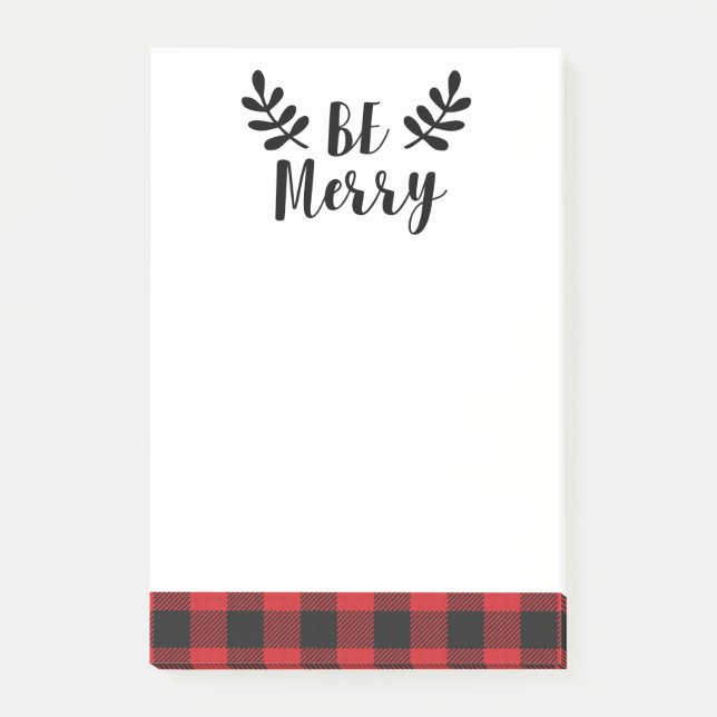 Post-it® Soyez Joyeux Buffalo Script Moderne Plaid (Devant)