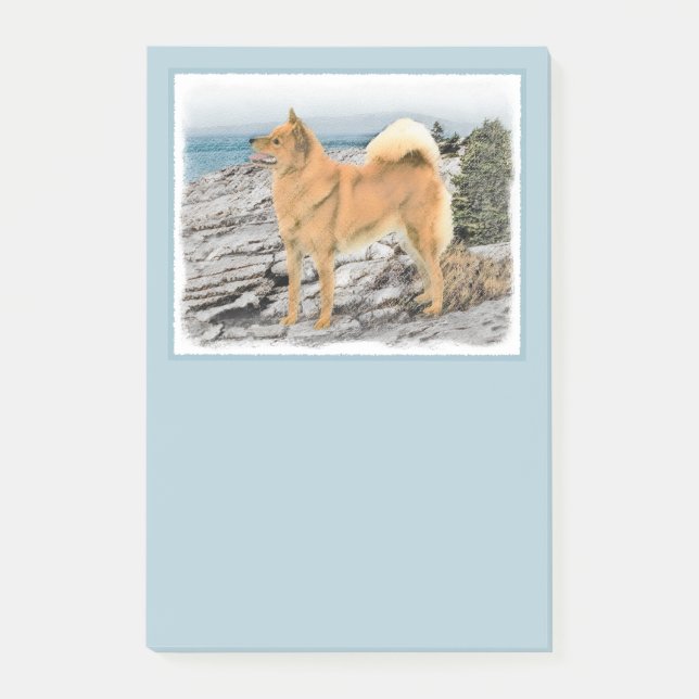 Post-it® Spitz finlandais à Seashore Peinture - Chien Art (Devant)