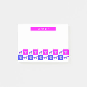 Post-it® Springer Spaniel Chien & Empreinte de patte Hot Pi