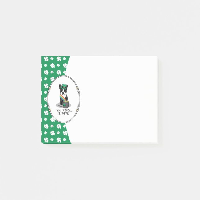 Post-it® St. Patrick's Day Boston Terrier Dog (noir) mignon (Devant)