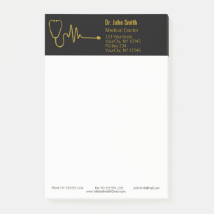 Post-it® Stéthoscope de luxe en or ECG ligne EKG médicale