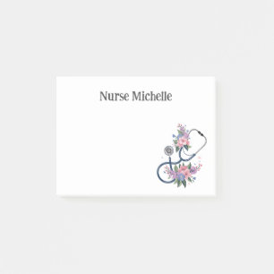 Post-it® Stéthoscope Floral Infirmière Notes de Bureau Cade