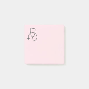 Post-it® Stethoscope gris élégant sur Pastel Pink