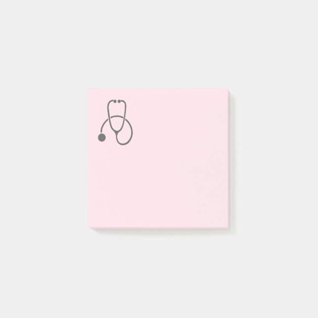 Post-it® Stethoscope gris élégant sur Pastel Pink (Devant)