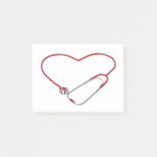 Post-it® Stéthoscope rouge dans la forme du coeur