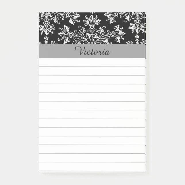 Post-it® Stickie Vintage damassé blanc modifiable (Devant)