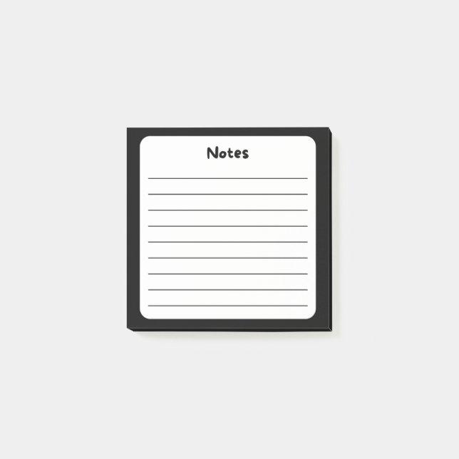 Post-it® Sticky Sticky Note Pad classique noir et blanc (Devant)