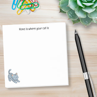 Post-it® Stretching Grey Tabby Cat Custom Text