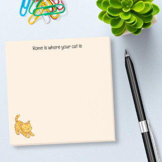Post-it® Stretching Orange Tabby Cat Beige Custom Text