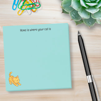 Post-it® Stretching Orange Tabby Cat Green Custom Text