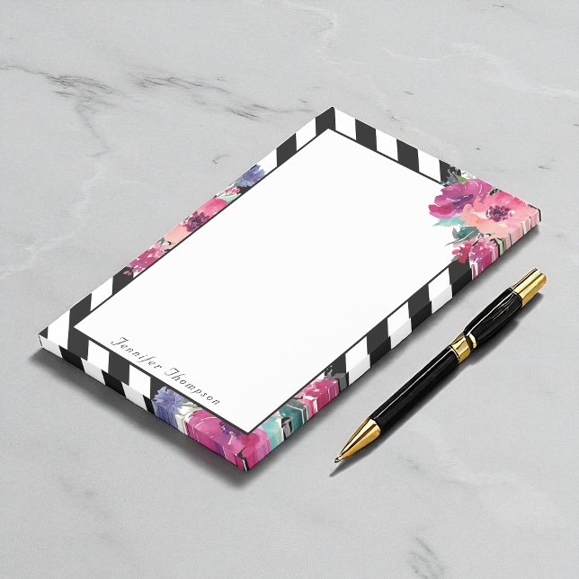 Post-it® Stripes et motifs floraux avec votre nom (Créateur téléchargé)
