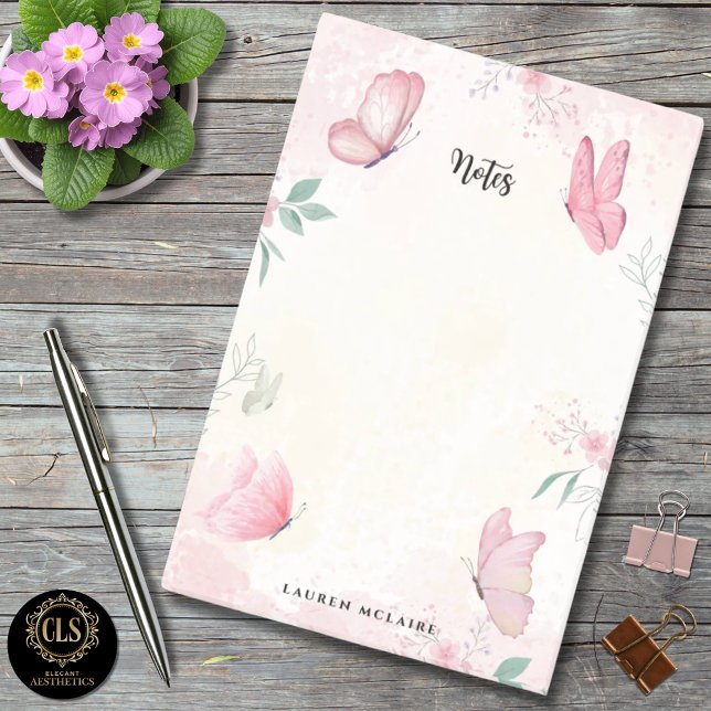 Post-it® Studio de Manucure Papillons Roses Personnalisés (Créateur téléchargé)